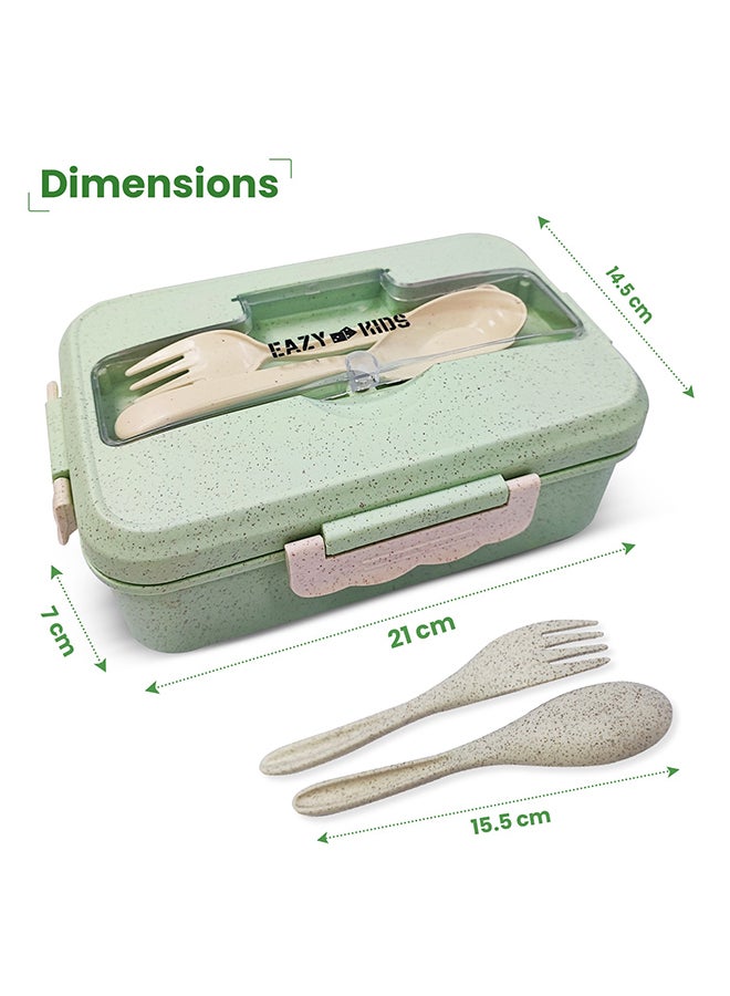 Eazy Kids Eazy Kids Wheat Straw Leakproof Eco Bento Lunch Box - Green (1000ml) - Image 2