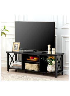 Chulovs 154*41*62cm TV Stand for TV up to 55 Inches, TV Multimedia Centers, TV Cabinet with Open Storage, TV Console Unit with Shelving for Living Room, Entertainment Room, black  - Image 1