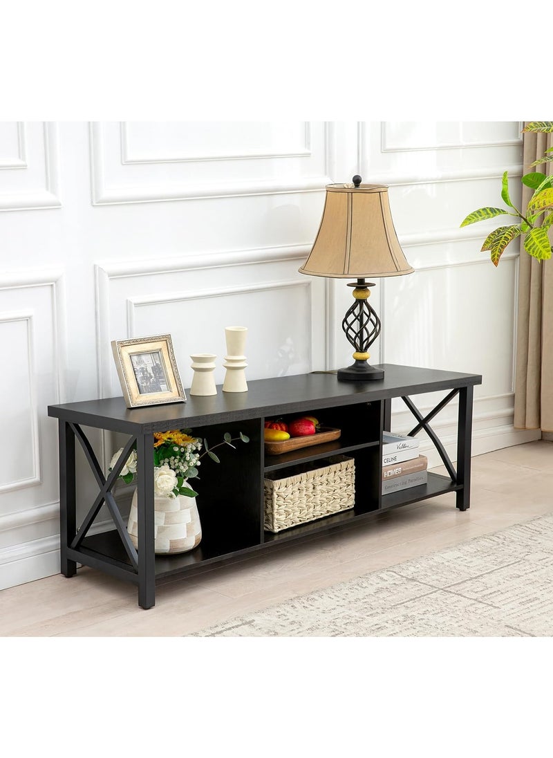 Chulovs 154*41*62cm TV Stand for TV up to 55 Inches, TV Multimedia Centers, TV Cabinet with Open Storage, TV Console Unit with Shelving for Living Room, Entertainment Room, black  - Image 4