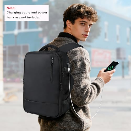 TANTOMI Small Travel Backpack for Women Men 156 Inch Laptop Backpack Flight Approved CarryOn Bags with USB Charging Port Shoe Pouch Casual Daypack on Airplane for Weekender Work Business Black - Image 3