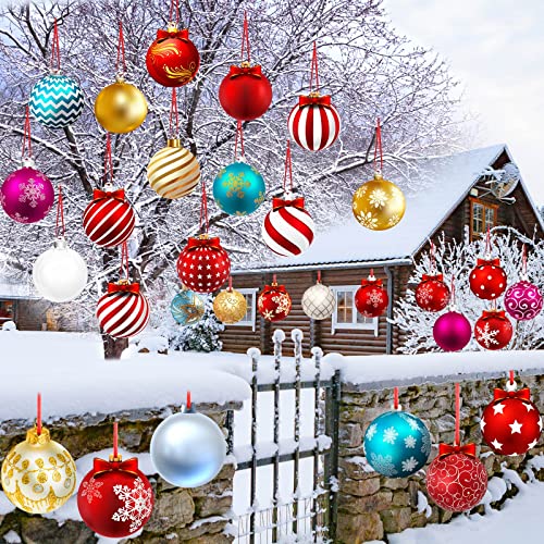 Rtteri 30 Pcs Large Christmas Ball Shape Ornaments for Outdoor 49 Inch Double Sided Plastic Christmas Hanging Ornaments Balls for Xmas Tree Indoor Outdoor House Porch Yard Supplies - Image 1