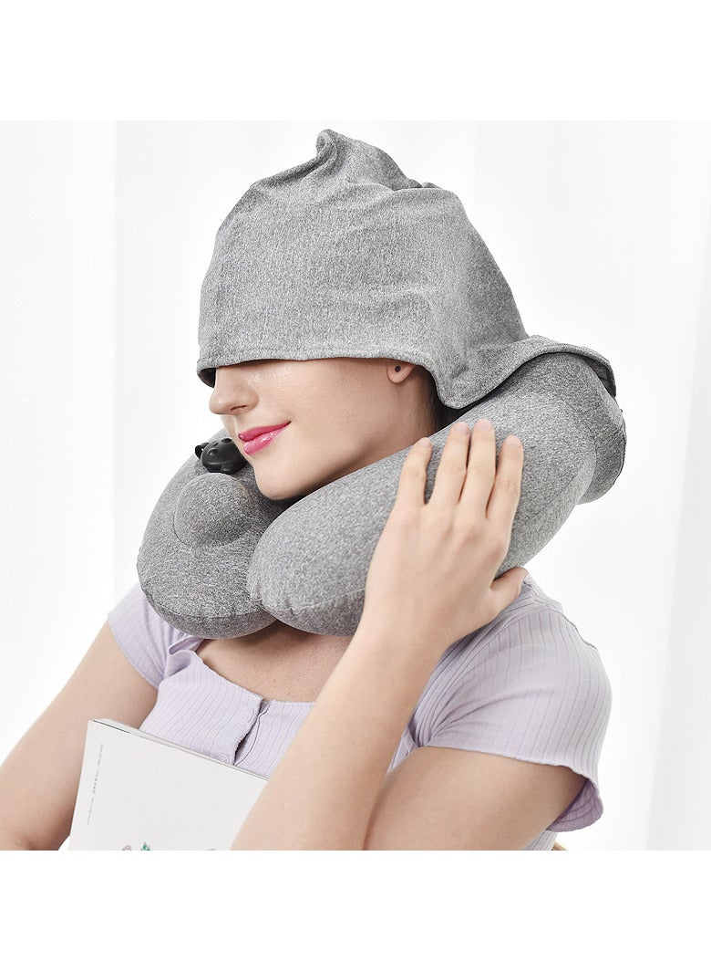 AUTOYSUR Travel Pillow for Airplane with Hood, Inflatable Neck air Pillow for car,Travel accessoires nap Rest Sleep Business Trip Flight - Image 1