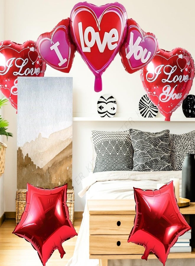 KITTER I Love You Balloons for Decoration – Heart Balloons Set with 2 Red Stars, 1 Big Heart Foil Balloon & 2 “I Love You” Balloons for Romantic Occasions - Image 4