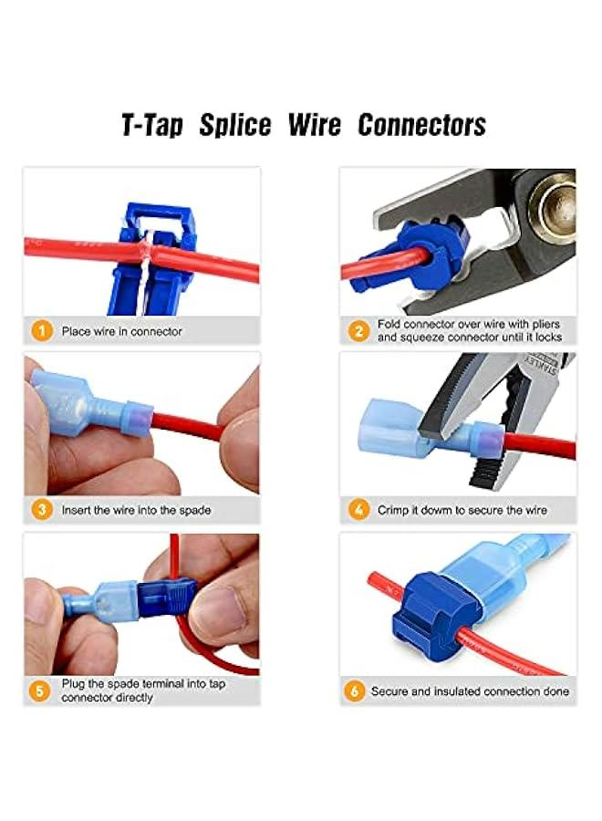 Generic 120 Pieces Quick Splice Wire Terminals T-Tap Self-stripping Nylon Insulated Male Disconnects Kit, 2-Year Warranty - Image 2