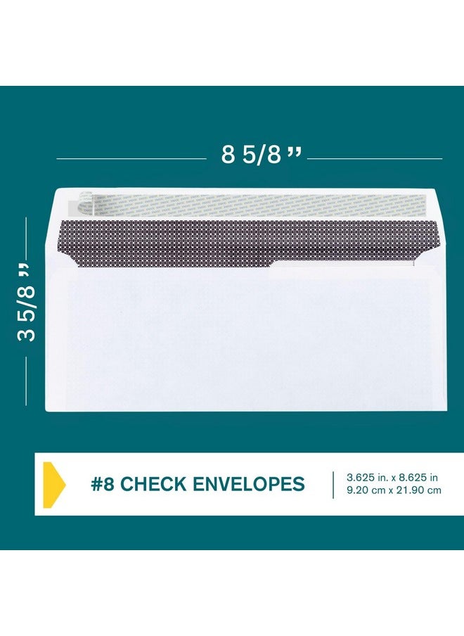 EnDoc - #8 Double Window Envelopes Self Seal - Security Check Envelopes - 50 Count - 8 5/8 X 3 9/16 Inches - Designed For Quickbooks Checks, Computer Printed Checks - Privacy Tinted Business Envelopes - Image 1