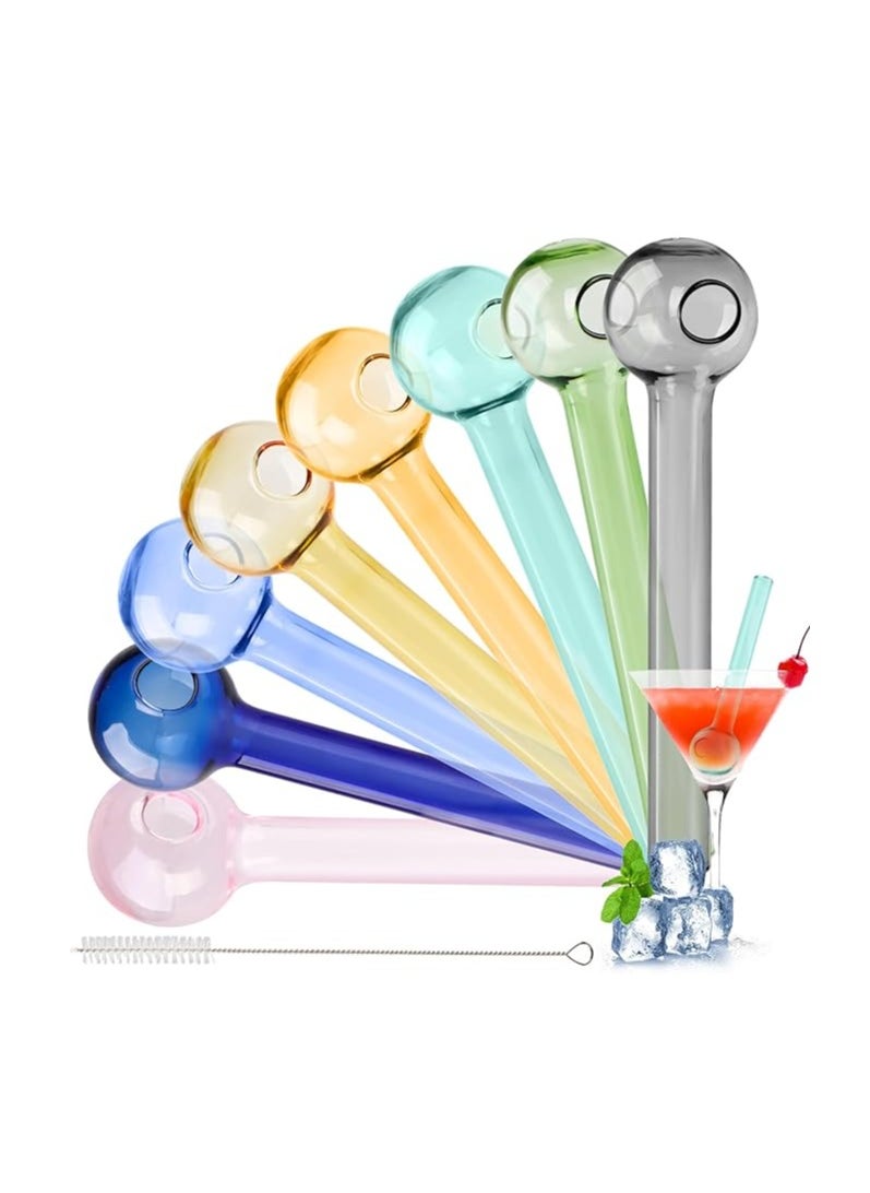 Generic 8Pcs Glass Straws Shatter Resistant, Durable Reusable Glass Straws 4inches Short with Cleaning Brush for Cocktails, Coffee, Smoothies  - Image 1