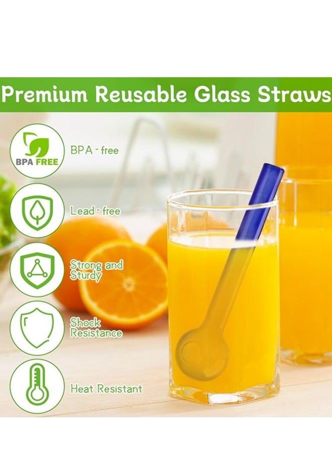 Generic 8Pcs Glass Straws Shatter Resistant, Durable Reusable Glass Straws 4inches Short with Cleaning Brush for Cocktails, Coffee, Smoothies  - Image 3