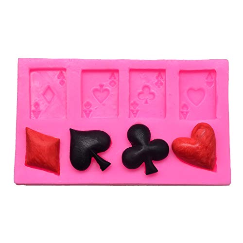 Gulinaza 4 Aces Poker Playing Cards Hearts Diamonds Spades Clubs for Chocolate Fondant Cake Cupcake Topper Decor Gum PastePolymer Clay Candy Resin Silicone Mold Tool  - Image 5