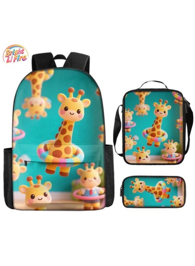 Bright Li Fire Unlock the new fashion of childish fun! Three-piece set of bags, cartoon elements for children and teenagers (students, children, friends' outings, mountain climbing, schooling, etc. can be used) - 40 - Image 1