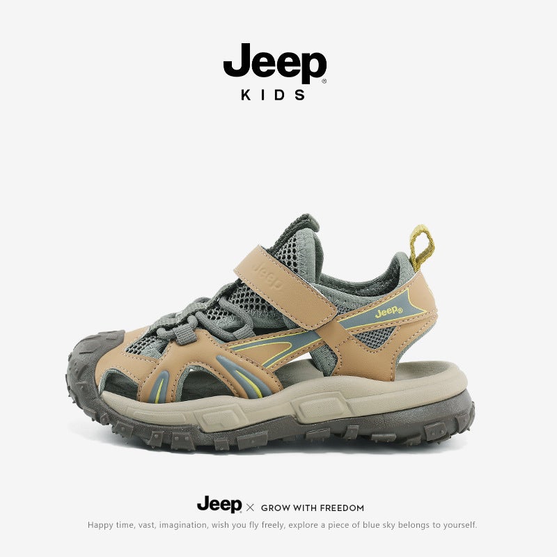 Jeep Children'S Shoes Toe Sports Sandals Summer Large Kids Boys Outdoor Soft Sole Non-Slip Lightweight Beach Shoes - Image 1