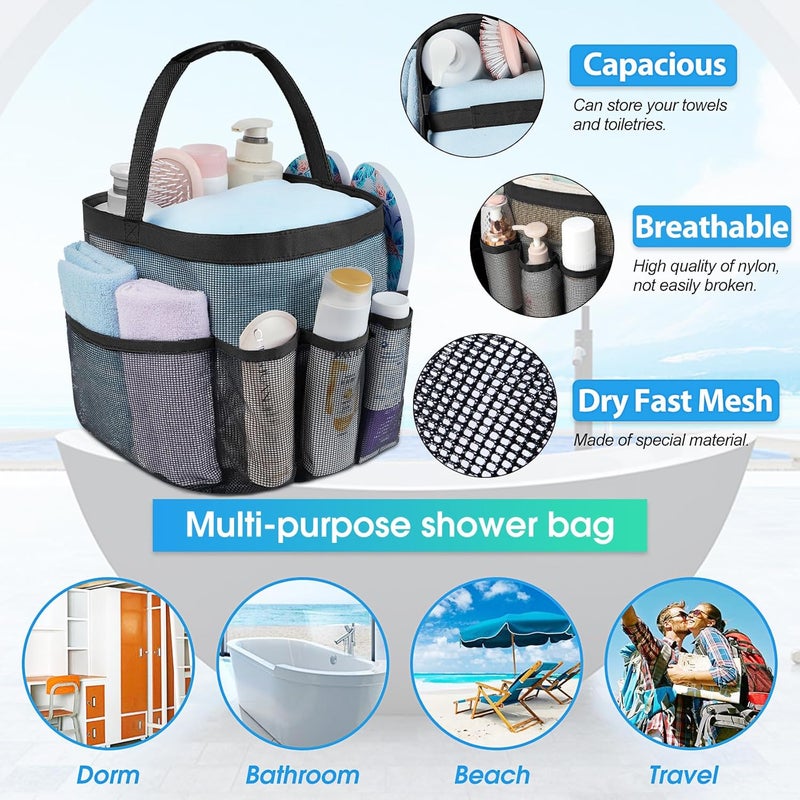 Attmu Mesh Shower Caddy Portable for College Dorm Room Essentials with 8 Pockets, Hanging Caddy Dorm Basket, Quick Dry Shower Bag for Bathroom - Image 2