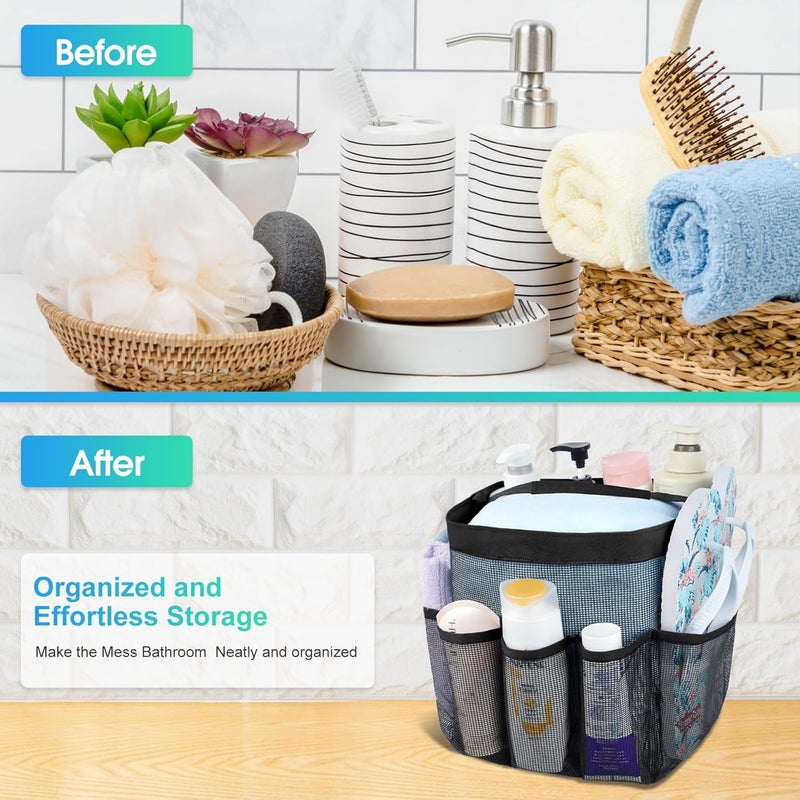Attmu Mesh Shower Caddy Portable for College Dorm Room Essentials with 8 Pockets, Hanging Caddy Dorm Basket, Quick Dry Shower Bag for Bathroom - Image 3