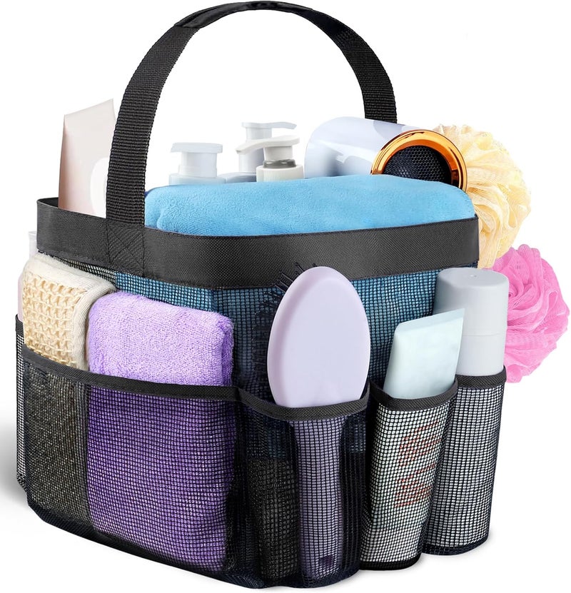 Attmu Mesh Shower Caddy Portable for College Dorm Room Essentials with 8 Pockets, Hanging Caddy Dorm Basket, Quick Dry Shower Bag for Bathroom - Image 1