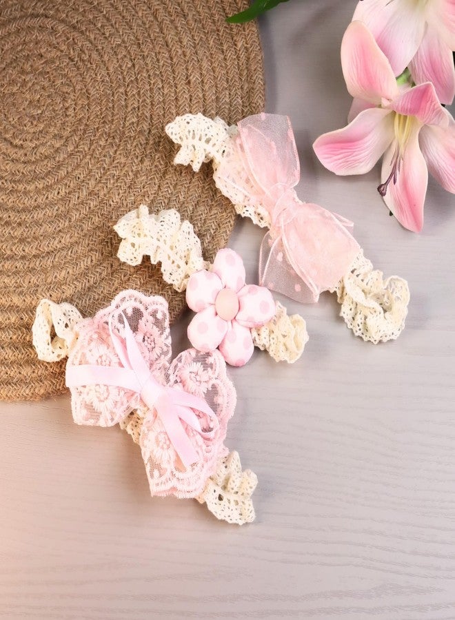 ANNACREATIONS ANNA CREATIONS 3 Pcs Baby Headbands for Baby Girl, Soft Stretchy Hair Bands with Flower and Bow Design, Comfortable and Cute Hair Accessories for Newborn, Infant and Toddler Babies - Image 4