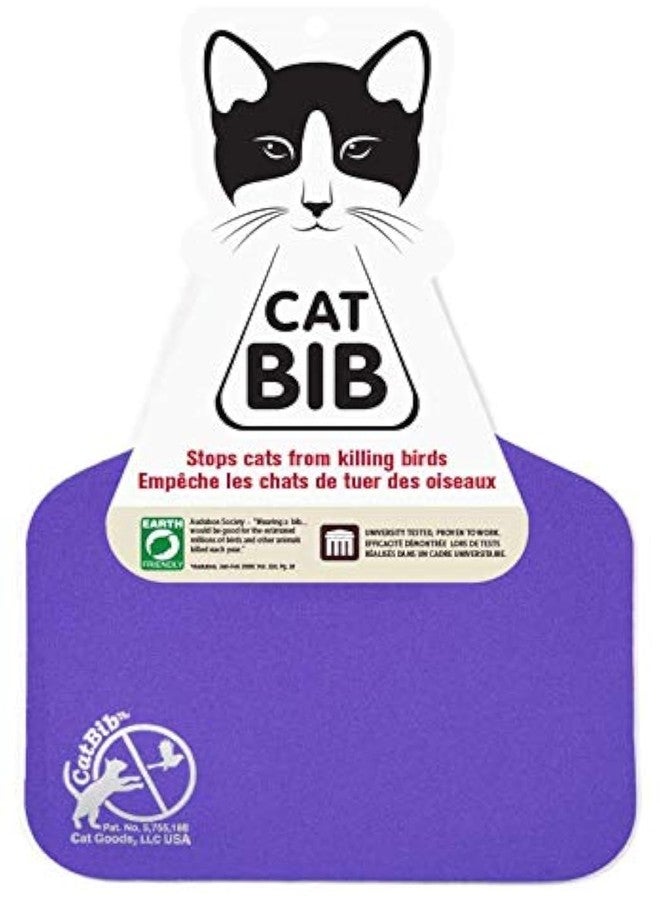 CatBib طوق كات بيب لحماية الطيور للقطط، يمنع القطط من اصطياد وقتل الطيور، مريلة ملونة مضادة للصيد لحماية الطيور وغيرها من الحيوانات البرية (كبير، بنفسجي) - Image 1