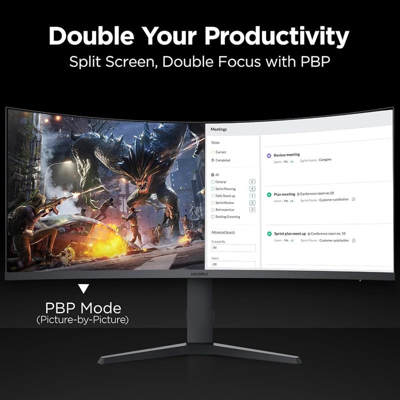 KOORUI 34 Inch UltraWide Curved Gaming Monitor, WQHD 180Hz, HDR400 - Image 4