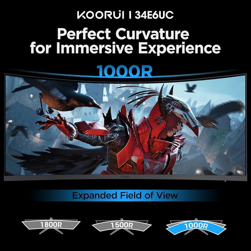 KOORUI 34 Inch UltraWide Curved Gaming Monitor, WQHD 180Hz, HDR400 - Image 2