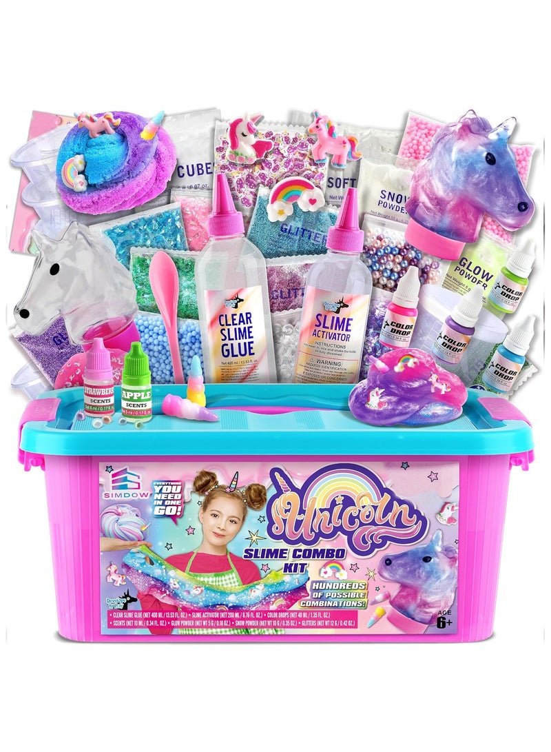 SIMDOW DIY Slime Kit for Kids-Non-Sticky,Soft & Scented to Make Cloud Slime, Foam Slime, Butter Slime, Unicorn Slime & Candy Slime with Charms – Stress Relief Party Favors & Great Gift Idea - Image 1