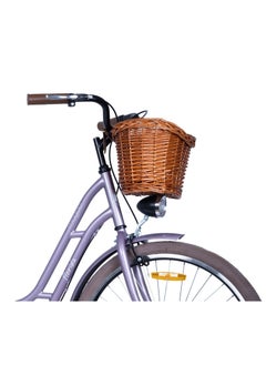 MOGOO Mogoo Florida Single Speed Cruiser Bike 24 Inch - Classic City Bike - Steel Frame Fixed-Gear Road-Bike - Comfort Cycle For Women - Bicycle Adult - Wicker Basket - Rear Carrier - Dynamo-Light - Purple  - Image 4