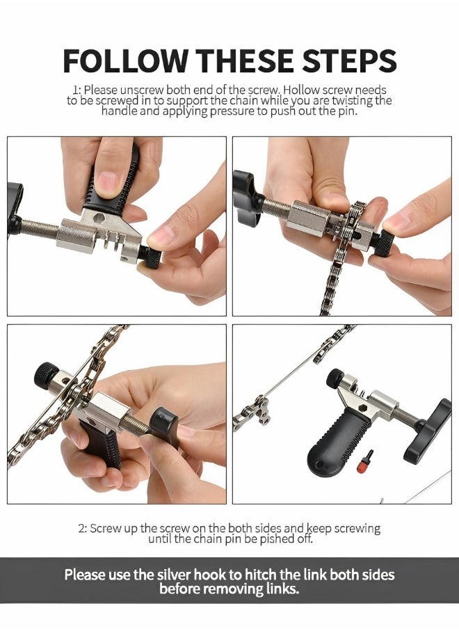 GROIC - 7 PCS Chains Repair Tool Kit  Bicycle Chain Removal or Installation Tools, Bike Link Plier + Chain Breaker Splitter Tool + Chain Checker + 3 Pairs Bicycle Missing Links+ Bike Chain Cleaner - Image 1
