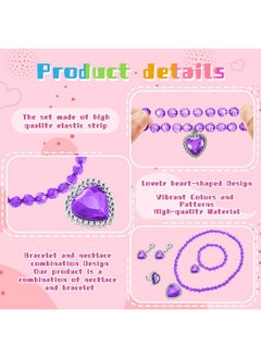 Henoyso Henoyso 6 Set Princess Jewelry Dress Up Jewelry Princess Pretend Toy Jewelry Set with Necklace Bracelet Rings Earrings Princess Costume Jewelry Beaded Toy Necklace for Party Favors Costume (Colorful)  - Image 3