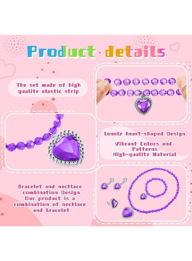 Henoyso Henoyso 6 Set Princess Jewelry Dress Up Jewelry Princess Pretend Toy Jewelry Set with Necklace Bracelet Rings Earrings Princess Costume Jewelry Beaded Toy Necklace for Party Favors Costume (Colorful)  - Image 3