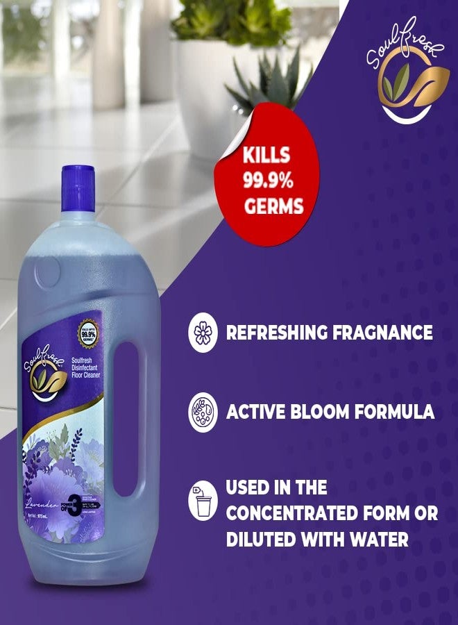 SOULFRESH سائل تنظيف الأسطح/الأرضيات المطهر من سول فريش (برائحة اللافندر) 975 مل (عبوة من قطعتين) | يقتل 99.9% من الجراثيم | - Image 2