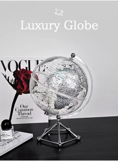 M MIAOYAN 20cm Golden Globe with Silver Stand | Illuminated Transparent Sphere for Learning & Home Decor  - Image 2