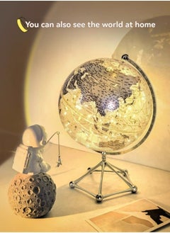 M MIAOYAN 20cm Golden Globe with Silver Stand | Illuminated Transparent Sphere for Learning & Home Decor  - Image 1