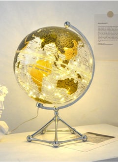 M MIAOYAN 20cm Golden Globe with Silver Stand | Illuminated Transparent Sphere for Learning & Home Decor  - Image 3
