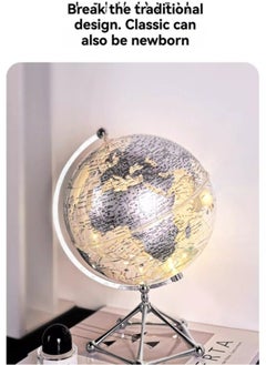 M MIAOYAN 20cm Golden Globe with Silver Stand | Illuminated Transparent Sphere for Learning & Home Decor  - Image 4