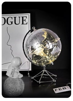 M MIAOYAN 20cm Golden Globe with Silver Stand | Illuminated Transparent Sphere for Learning & Home Decor  - Image 5