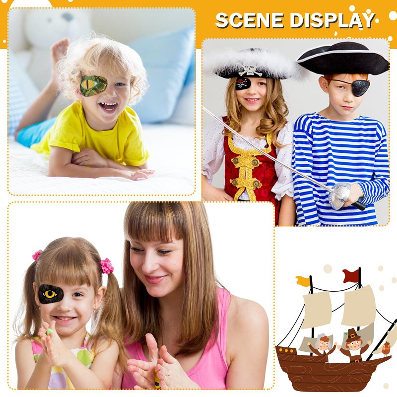 Panelee Panelee Adhesive Eye Patches for Kids Boys Bulk Halloween Pirate Toddler Eye Patch Breathable Material, Light Blocking Cotton Colorful and Fun Designs for Boys, 9 Styles(90 Pcs)  - Image 5