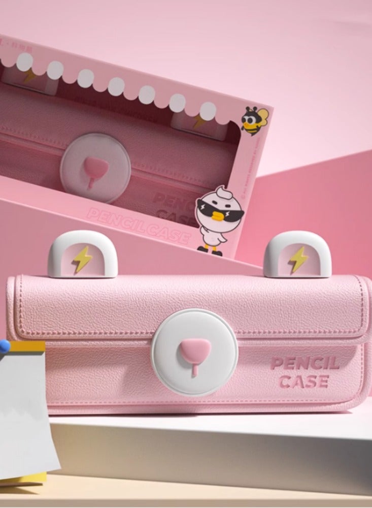 Stationery Box Pen Bag Large Capacity Student Stationery Bag Men's and Women's Pencil Boxes Children's Pencil Bag Cute Cartoon High Beauty Creative Pink [Lightning Rabbit]  - Image 1