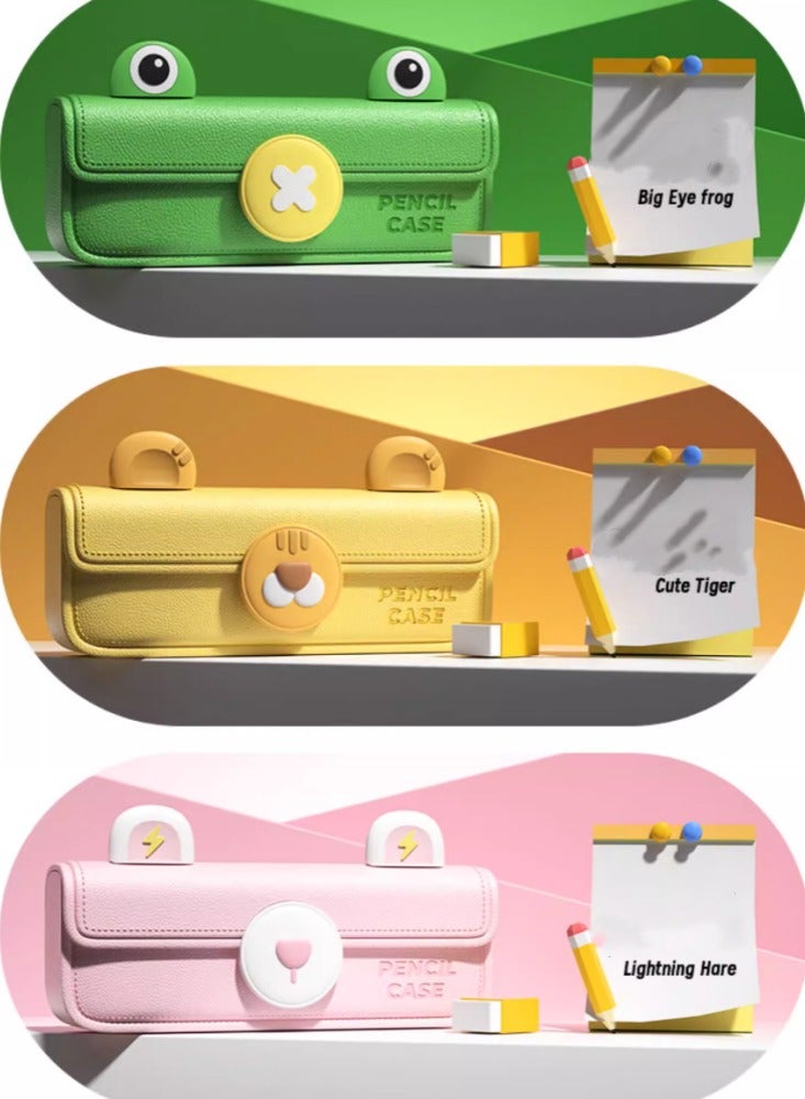Stationery Box Pen Bag Large Capacity Student Stationery Bag Men's and Women's Pencil Boxes Children's Pencil Bag Cute Cartoon High Beauty Creative Pink [Lightning Rabbit]  - Image 3