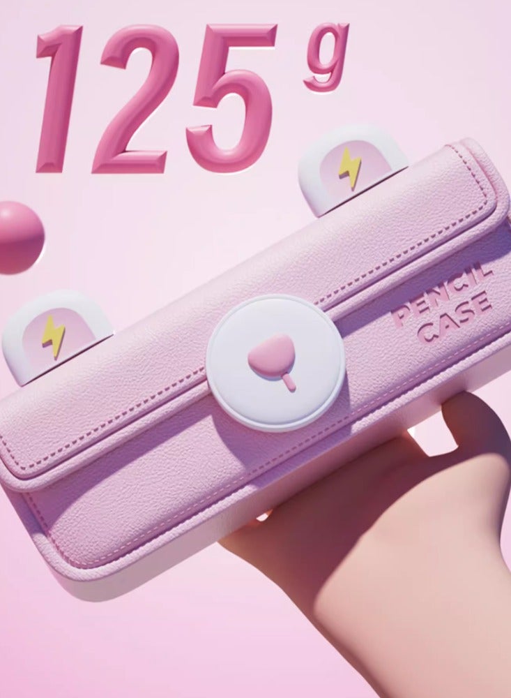 Stationery Box Pen Bag Large Capacity Student Stationery Bag Men's and Women's Pencil Boxes Children's Pencil Bag Cute Cartoon High Beauty Creative Pink [Lightning Rabbit]  - Image 5