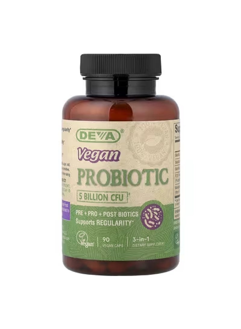 Deva 3-in-1 Vegan Probiotic, 5 Billion CFU, 90 Vegan Caps