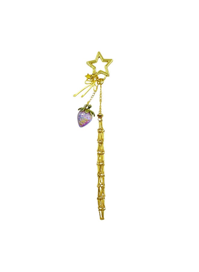 Versatile Lipstick Mesh Bag With Star-shaped Strawberry Charm Diy Women's Keychain Gift