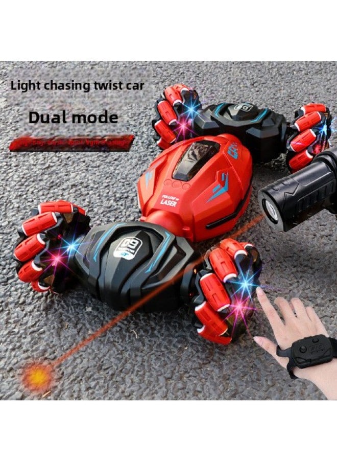 Generic Global Strict Selection Of Gesture Sensing Light Deformation Remote Control Car Four-wheel Drive Off-road Spray Twist Car Children's Toy Car-Color:Three-mode Light-chasing Twist Car Red (light-chasing Control 2.4G Key Control Gesture Induction) (English Version)  - Image 1
