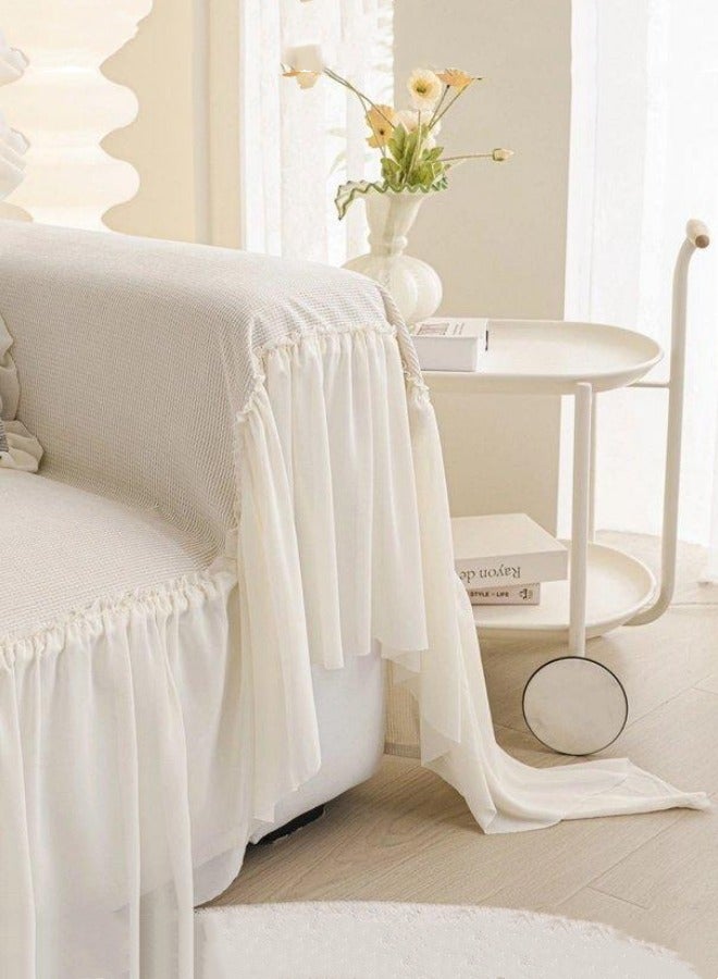 Optico Couch Slipcovers, Non Slip Couch Cover Sofa Cover 3 Seat Slipcover Corduroy Fabric Sofa Throw Cover Furniture Couch Protector Machine Washable with Skirt for 3 Cushion Couch Sofa (White, 180 x 340cm)  - Image 5