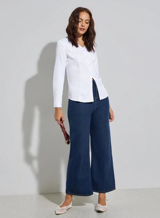 Styli White Long Sleeve Regular Shirt
