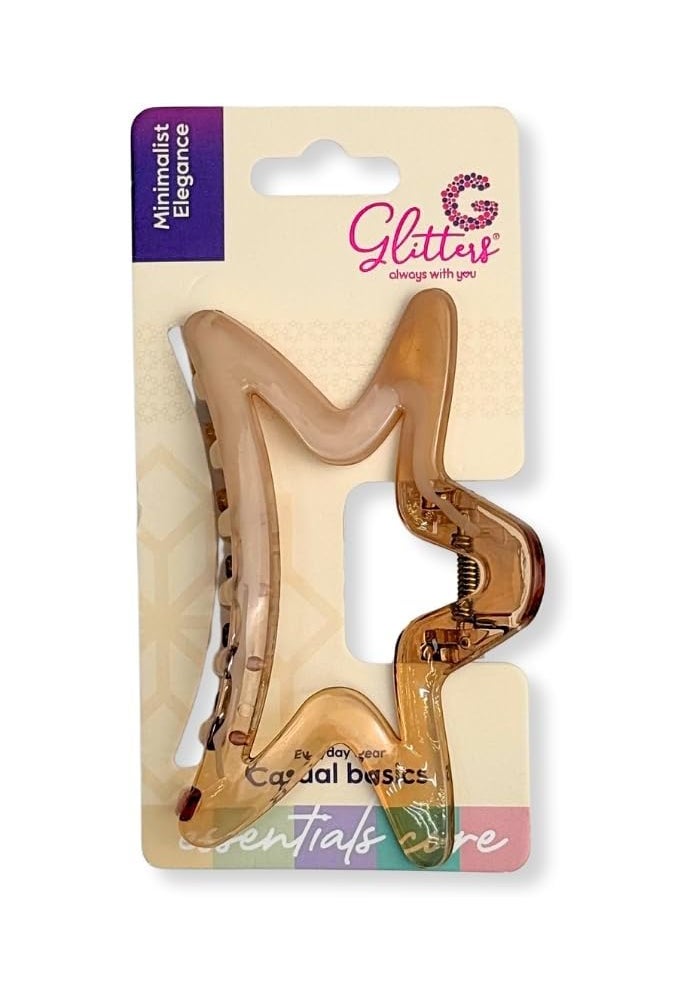 Glitters Minimalist Elegance Hair Claw Clip - Casual Basics Collection, Transparent Gold - Image 1