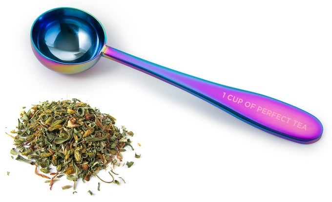 LOOSE LEAF TEA SPOON MEASURE ONE CUP OF PERFECT TEA STAINLESS STEEL SCOOP IRIDESCENT
