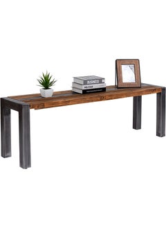 INDIAN DECOR INDIAN DECOR XL5680 Long Bench Farmhouse Design Wood and Metal Bench for Bedroom Hallway Living Room  - Image 1