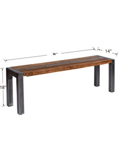 INDIAN DECOR INDIAN DECOR XL5680 Long Bench Farmhouse Design Wood and Metal Bench for Bedroom Hallway Living Room  - Image 3