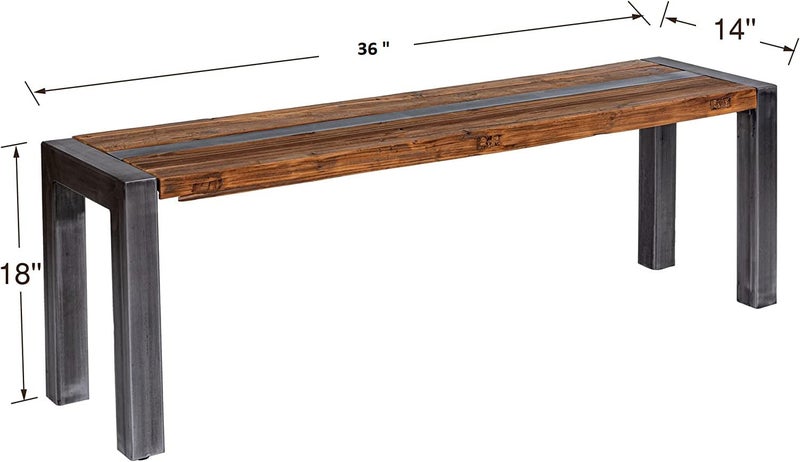 INDIAN DECOR INDIAN DECOR XL5680 Long Bench Farmhouse Design Wood and Metal Bench for Bedroom Hallway Living Room  - Image 3