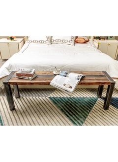 INDIAN DECOR INDIAN DECOR XL5680 Long Bench Farmhouse Design Wood and Metal Bench for Bedroom Hallway Living Room  - Image 5