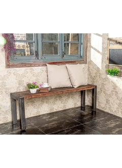 INDIAN DECOR INDIAN DECOR XL5680 Long Bench Farmhouse Design Wood and Metal Bench for Bedroom Hallway Living Room  - Image 2