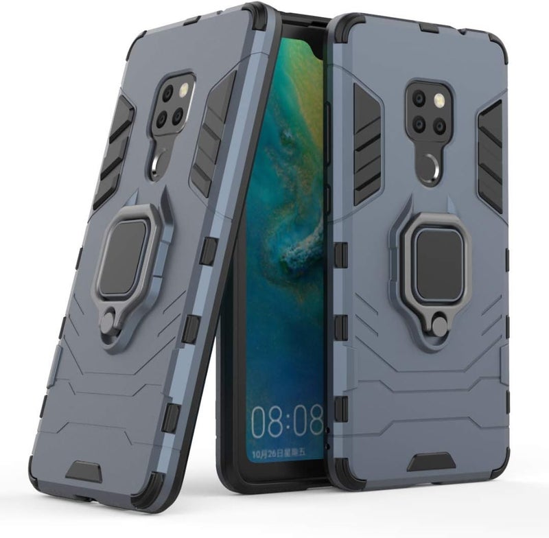 MaiJin Compatible with Huawei Mate20 Case, Metal Ring Grip Kickstand Shockproof Hard Bumper (Works with Magnetic Car Mount) Dual Layer Rugged Cover for Huawei Mate 20 (Navy Blue) - Image 1