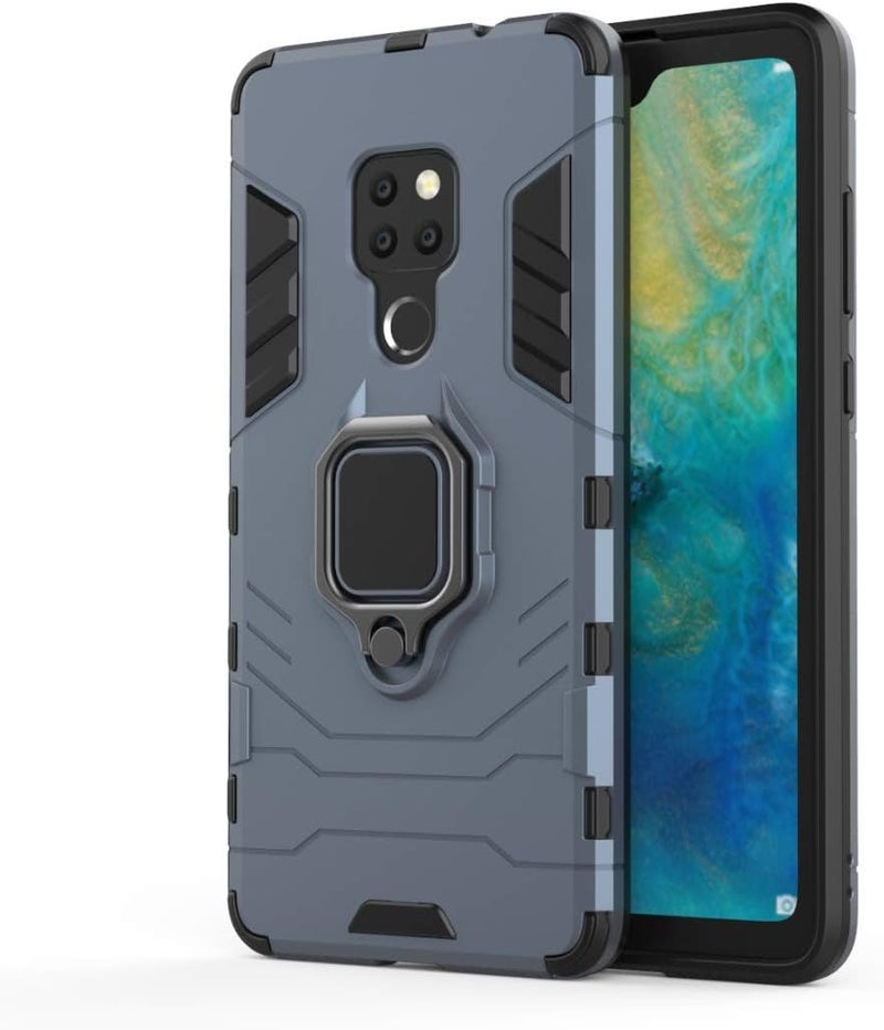 MaiJin Compatible with Huawei Mate20 Case, Metal Ring Grip Kickstand Shockproof Hard Bumper (Works with Magnetic Car Mount) Dual Layer Rugged Cover for Huawei Mate 20 (Navy Blue) - Image 5